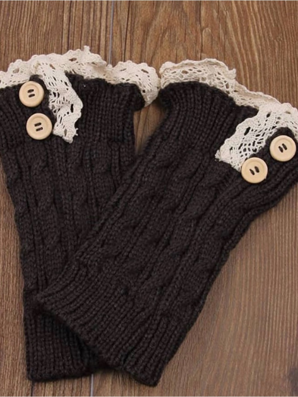 Lace-Trim Cable Knit Boot cuffs